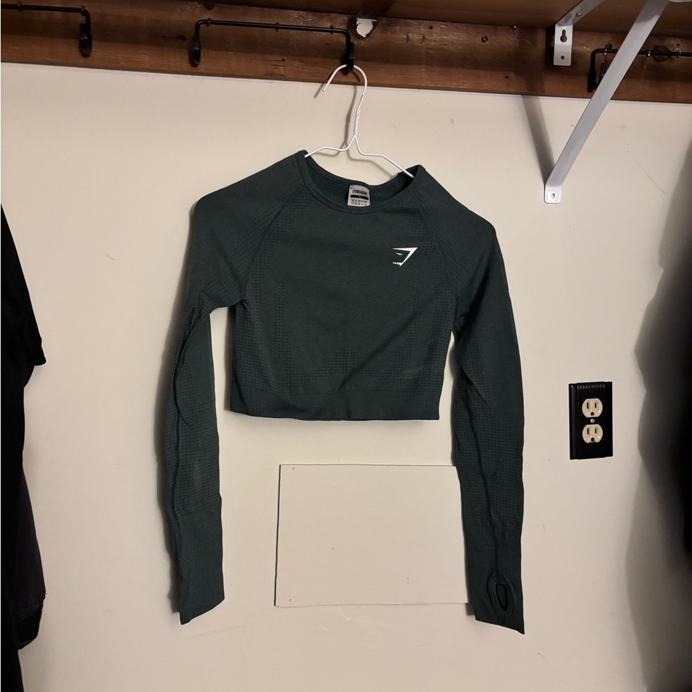 Gymshark Women's Green Long Sleeve Crop Top